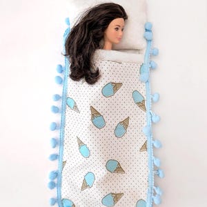 Soft Sleeping Bag for 11.5–12 inch Dolls. Plush Lining. Doll Bedding