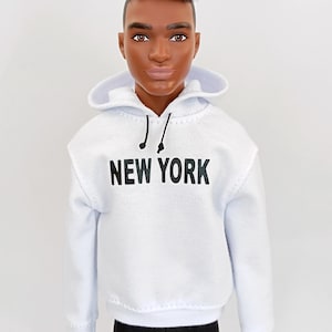 White Hoodie for 12 inch Male doll