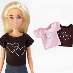 T-shirt with rhinestones for 11.5 inch female doll