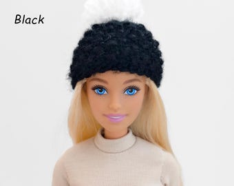 Handmade Knitted Beret with Pompom for 11.5 Inch Dolls