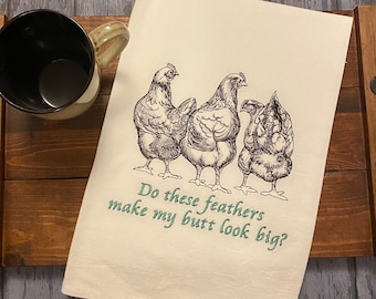 Chickens embroidered on a Flour Sack Towel