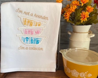 Vintage Pyrex embroidered Flour Sack Towel: Butterprint Pattern,  Kitchen Decor