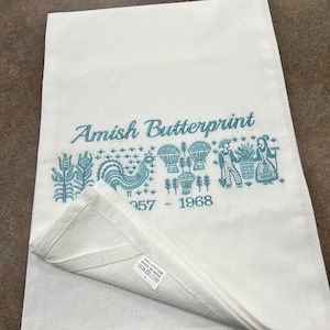 Pyrex Butterprint design embroidered on a flour sack towel, A unique gift for the Pyrex collector. Great accessory to your Pyrex collection