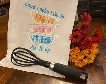 Vintage Pyrex embroidered Flour Sack Towel: Butterprint Pattern, Kitchen Decor