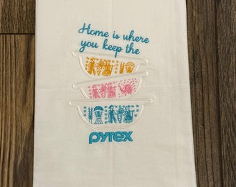 Vintage Pyrex Flour Sack Towel: Butterprint design Pattern, Kitchen Decor, Pyrex Lover