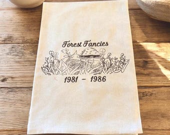 Vintage Forest Fancies Pyrex design embroidered on a Kitchen Flour sack towel