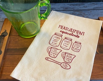 Mason Jar Kitchen Towel: Embroidered Measurement Equivalents, Flour Sack Towel