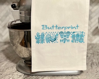Embroidered Pyrex Butterprint Flour Sack Towel: Vintage Kitchen Decor