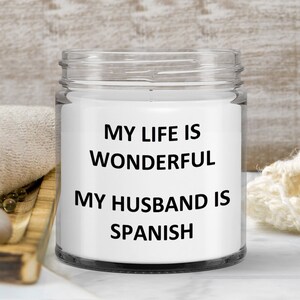 Gift for Spanish Wife Birthday Spain Soy Candle Wax Jar Vanilla Handmade