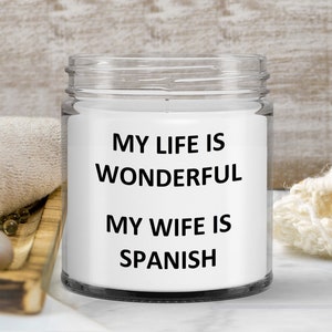 Gift for Spanish Husband Birthday Spain Soy Candle Wax Jar Vanilla Handmade