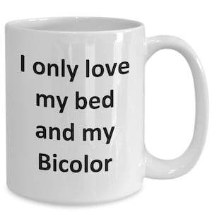 Funny Bicolor Mug - Love My Bed and Bicolor Cat Coffee Cup