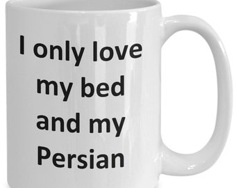 Funny Persian Mug - Love My Bed and Persian Cat Coffee Cup