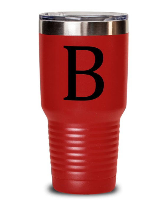 Personalized Floral Initial Tumbler with Handle, Design: K4