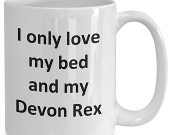 Funny Devon Rex Mug - Love My Bed and Devon Rex Cat Coffee Cup