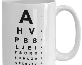 Mug for Optician Optometrist Vision Test Eyesight Reading Letters Eye Doctor Funny Cup For