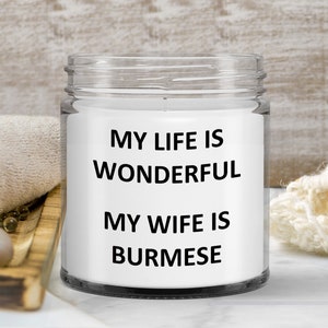 Gift for Burmese Husband Birthday Burma Soy Candle Wax Jar Vanilla Handmade