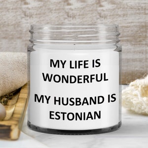 Gift for Estonian Wife Birthday Estonia Soy Candle Wax Jar Vanilla Handmade