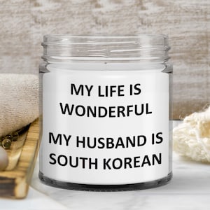 Gift for South Korean Wife Birthday Republic of Korea Soy Candle Wax Jar Vanilla Handmade