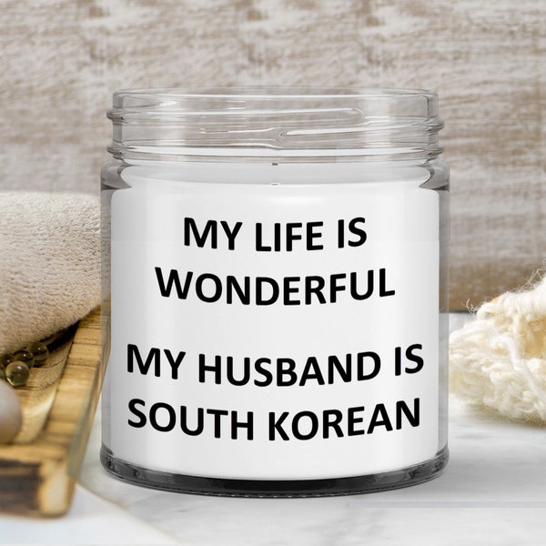 Gift for South Korean Wife Birthday Republic of Korea Soy Candle Wax Jar Vanilla Handmade