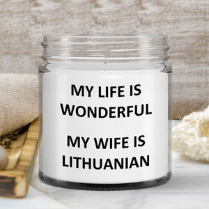 Gift for Lithuanian Husband Birthday Lithuania Soy Candle Wax Jar Vanilla Handmade