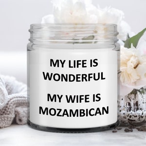 Gift for Mozambican Husband Birthday Mozambique Soy Candle Wax Jar Vanilla Handmade