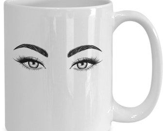 Esthetician Thank You Mug for Her Eyelashes Lashes Makeup Lash Eyes Eyebrows Decor