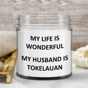 Gift for Tokelauan Wife Birthday Tokelau Soy Candle Wax Jar Vanilla Handmade