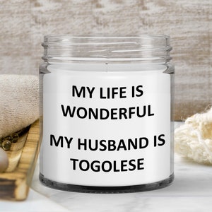Gift for Togolese Wife Birthday Togo Soy Candle Wax Jar Vanilla Handmade
