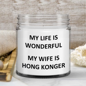 Gift for Hong Konger Husband Birthday Hong Kong Soy Candle Wax Jar Vanilla Handmade