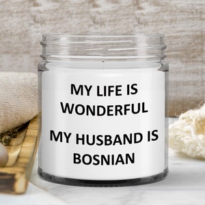 Gift for Bosnian Wife Birthday Bosnia-Herzegovina Soy Candle Wax Jar Vanilla Handmade