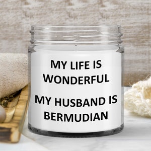 Gift for Bermudian Wife Birthday Bermuda Soy Candle Wax Jar Vanilla Handmade