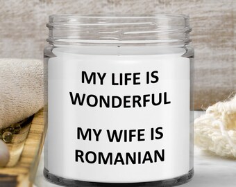 Gift for Romanian Husband Birthday Romania Soy Candle Wax Jar Vanilla Handmade