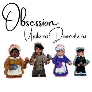 Obsession Upstairs Downstairs Meeple Stickers upgrade pack • Decals Kit for Servants Worker Meeples