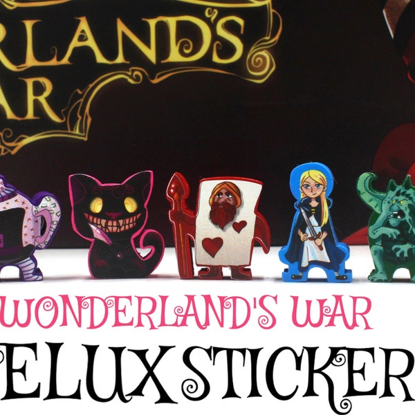 Pack de mise à niveau d'autocollants Meeple DELUX Wonderland's War • Kit de décalcomanies pour le jeu de société édition Wonderland's War Kickstarter