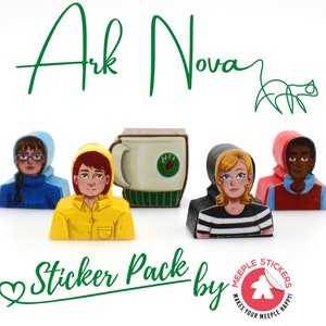 Ark Nova Meeple Stickers upgrade pack • Decals Kit for Association Worker Meeples