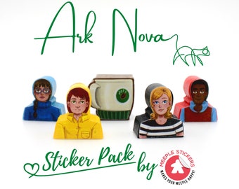 Pack de mise à niveau d'autocollants Ark Nova Meeple • Kit de décalcomanies pour les travailleurs associatifs Meeple