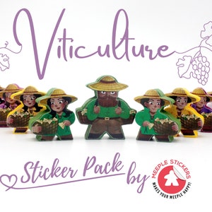 VITICULTURE + TUSCANY STICKER pack (both Side) (unoffical item) Meeple stickers boardgame upgrade