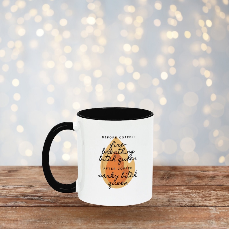 Fire-breathing B Queen Throne of Glass Sarah J Maas Inspired Mug Black image 2