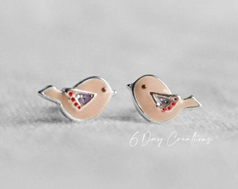 Tiny Bird stud earrings | .925 sterling silver ***hypoallergenic | lightweight easy-wear jewelry | animal-themed accessories | adorable