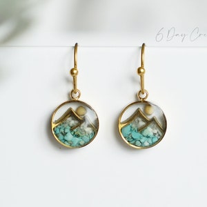 Pendientes de piedra de semilla de mostaza / Mateo 17:20 / Joyería de fe / Regalo cristiano hecho a mano / Roca de howlita blanca/turquesa / Versículo bíblico / Biblia