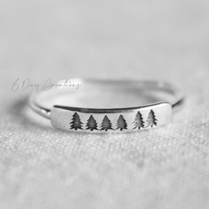 Forest ring | .925 sterling silver | unique pine trees band | minimalistic wanderlust ring | gift for nature lover| hypoallergenic accessory