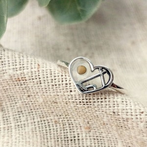 Mustard seed ring | 925 sterling silver | miscarriage gift | Matthew 17:20 | Geometric heart | Faith as small as a mustard seed ring | gift