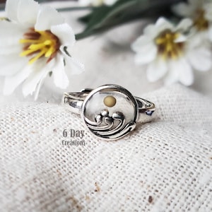 s925 wave mustard seed ring | handmade faith jewelry | minimalist ring | Matthew 17:20 | Biblical jewelry | Believer gift | minimalist