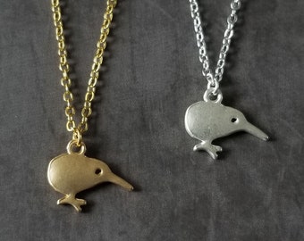 Collier oiseau kiwi | bijoux mignons amoureux des animaux | collier minimaliste | accessoires délicats | petit collier en or ou en argent | cadeau pour elle