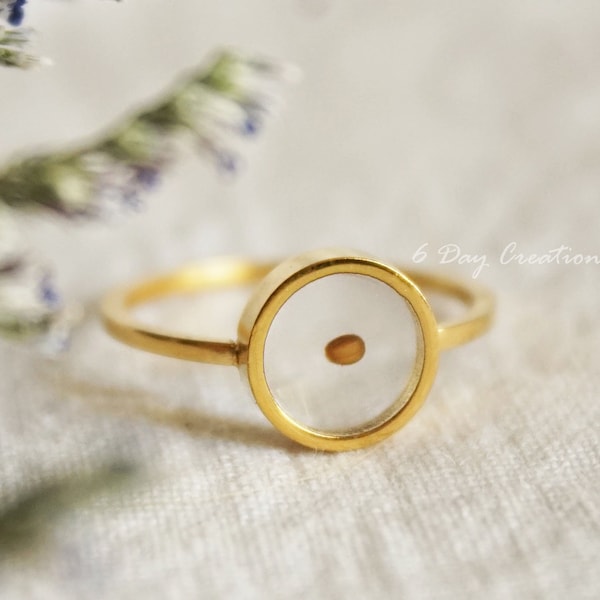 Mustard seed ring | Stainless steel | handmade faith ring | circle frame | Matthew 17:20 | Small Faith | Biblical jewelry | 2 color options