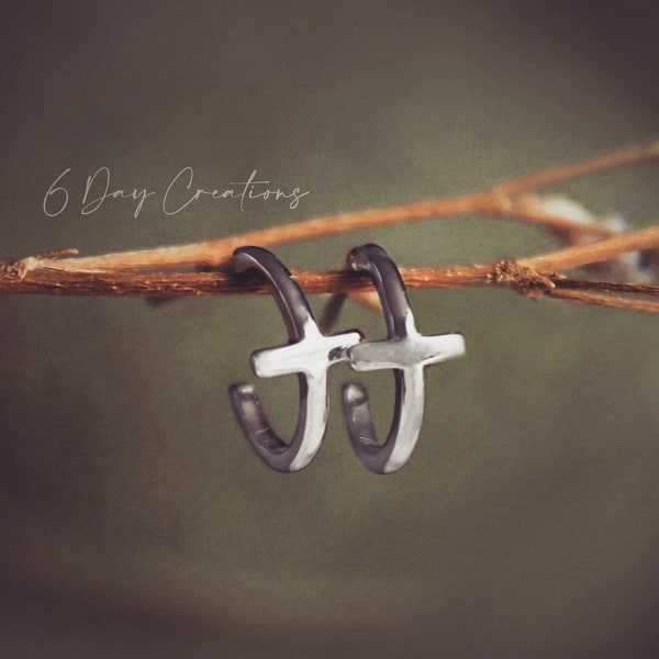 Cross Hoop earrings | .925 sterling silver | Christian jewelry | Faith accessory | gift for her | minimalistic hoop