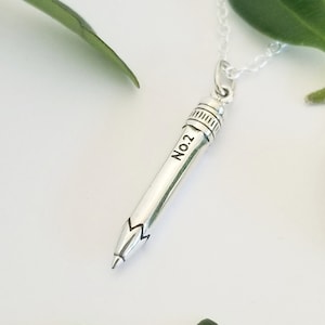 Sterling Silver and Enamel Pencil Draw Necklace - Gift for Artist - Gift for Teachers