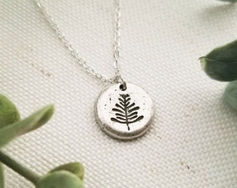 Tiny stamped fern necklace | minimalist nature jewelry | fern jewelry | simple necklace | gift for her | outdoors | beautiful gift