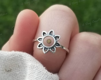 s925 flower mustard seed ring | sterling silver | handmade faith jewelry | Christian Gift | Matthew 17:20 | Biblical jewelry | Believer gift