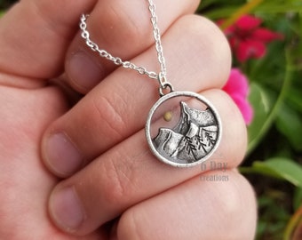 s925 Mountain mustard seed necklace | Matthew 17:20 | mustard seed jewelry | Christian | .925 sterling silver plated chain |  handmade